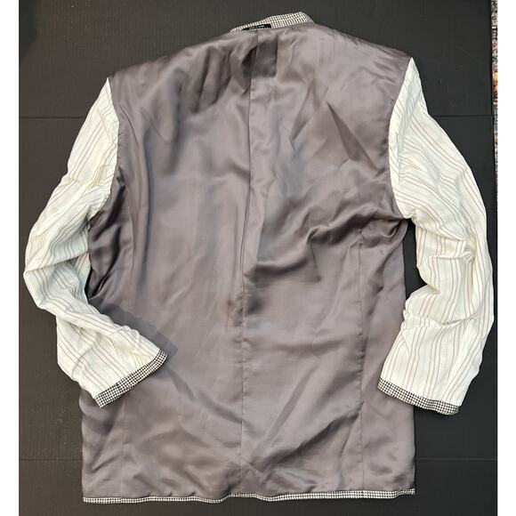 Ralph Ralph Lauren Blazer Sport Coat Mens‎ 44L Black Cream Blue Houndstooth Silk - Picture 11 of 12